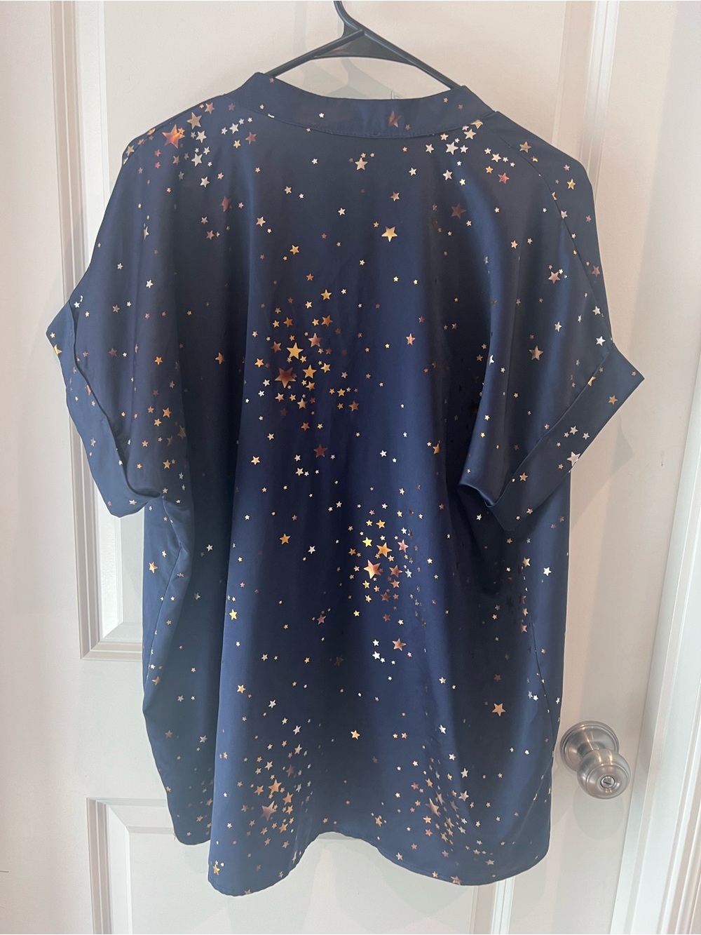 Entro Navy Top with Metallic Gold Star Print Size XL - Picture 8 of 16